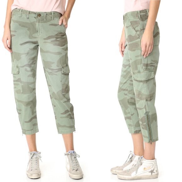 Current/Elliott Denim - Current/Elliott Cargo Utilitarian Crop Camo Ankles